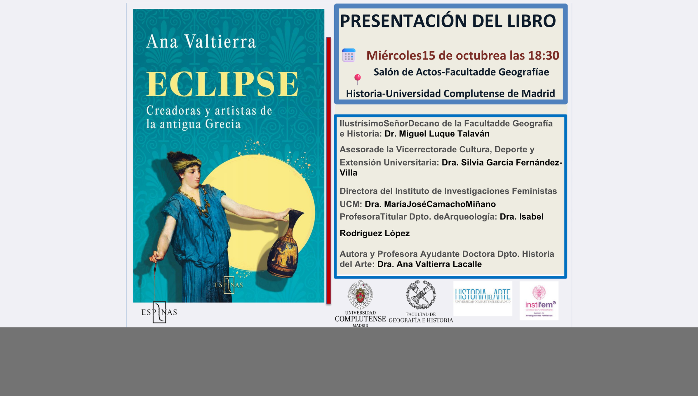 Presentación "Eclipse: creadoras y artistas de la antigua Grecia" - Ana Valtierra